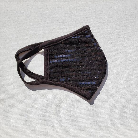Black Sequin Designer Facemask - Picture 3 of 4